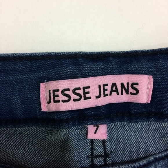 Jesse Womens Junior Skinny Jeans Size 7 Medium Wash Mid Rise Denim Raw Hem 28x27 - Picture 2 of 7